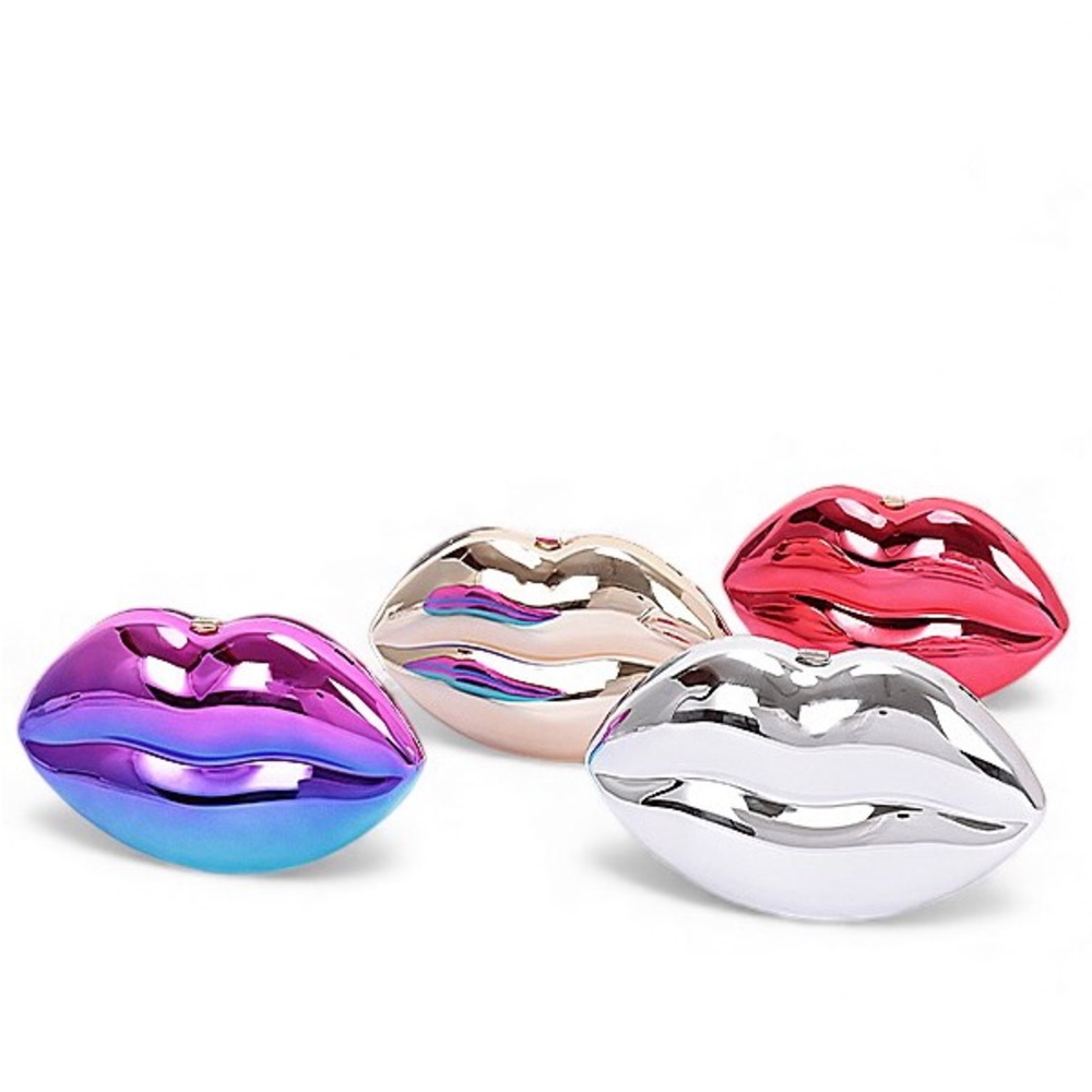 Lip Shaped Metallic Clutch Bag